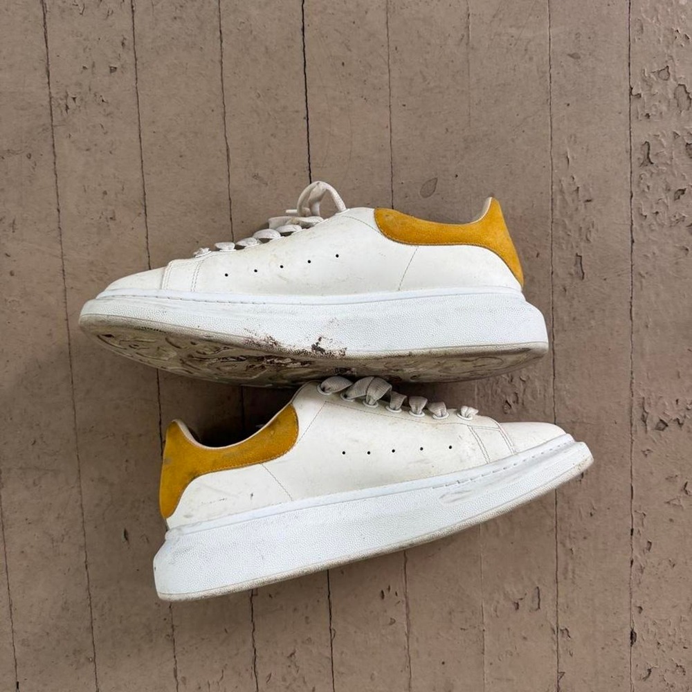 Alexander McQueen Oversized Sneaker Men's 11 White/Yellow Suede Designer
